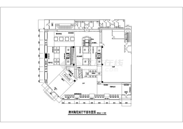 广东省佛山市某陶瓷展厅整体装修施工CAD图纸-图二