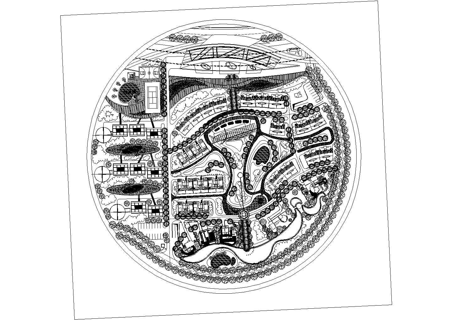 某公园圆形地CAD构造设计图