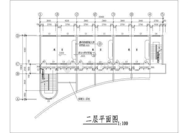 一套小学教学楼施工CAD图-图二