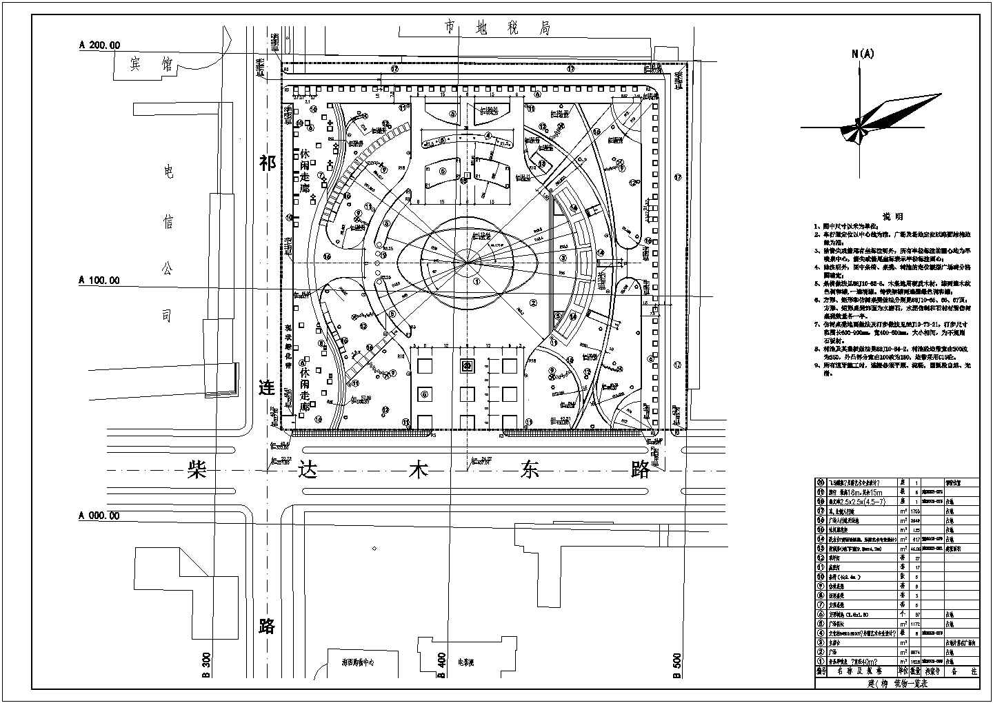 某文化广场CAD建筑设计构造详细规划图