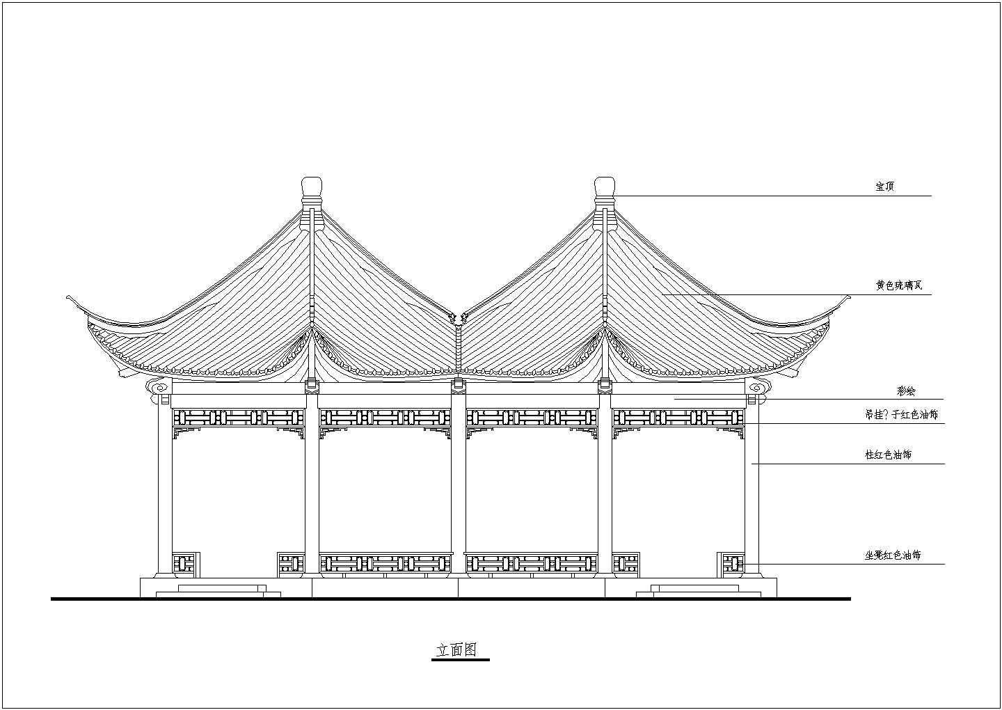某木结构六角连亭CAD设计完整平面施工图