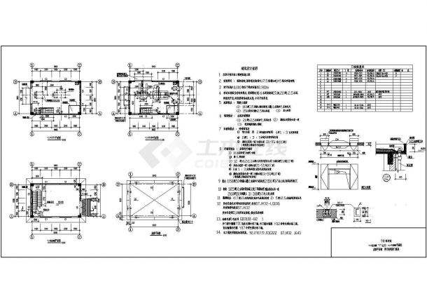 某通廊建筑CAD构造完整设计施工图-图二