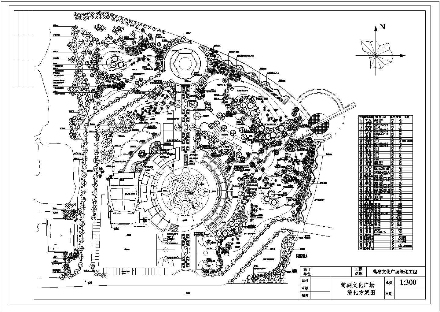 某鹰湖文化广场种植CAD施工设计平面图