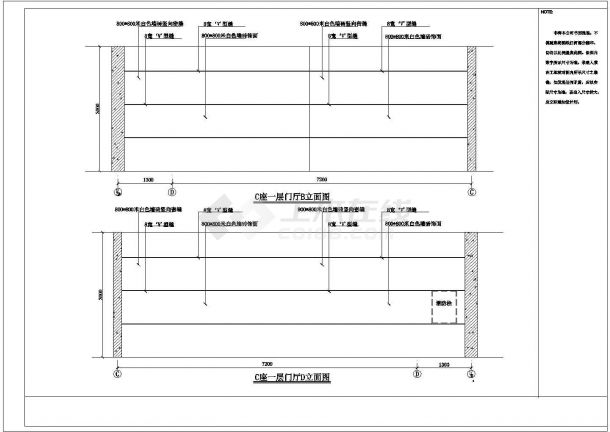 某郊区小区单元楼一层门厅全套装修施工设计cad图-图二