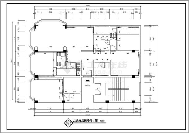 【南京】某香阁大酒店总统套房全套装修施工cad图-图一