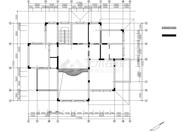西安市凤泉新村某2层砖混结构欧式别墅装修装饰设计CAD图纸-图一