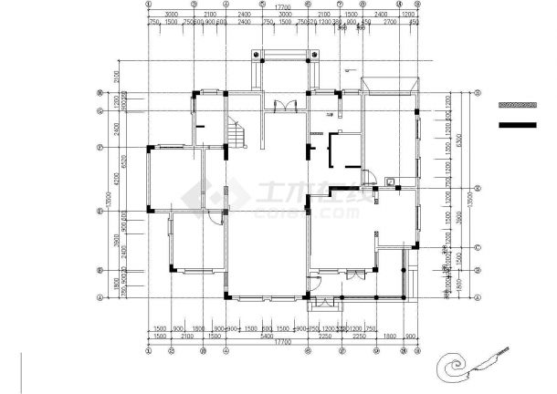 西安市凤泉新村某2层砖混结构欧式别墅装修装饰设计CAD图纸-图二