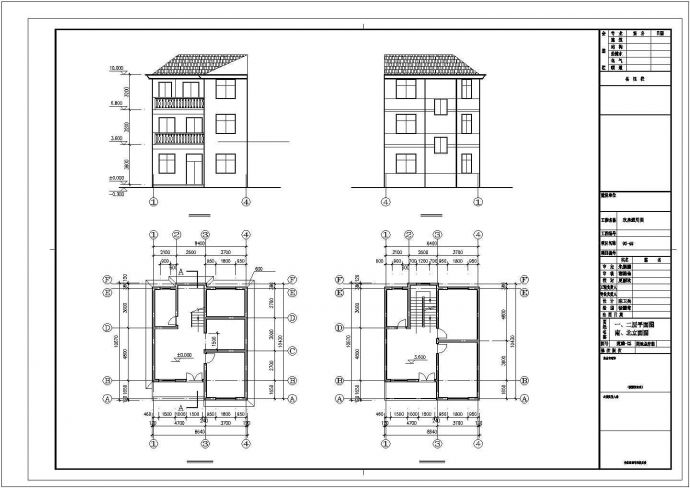 宁波市某村镇248平米3层砖混结构单体乡村别墅全套建筑设计CAD图纸_图1