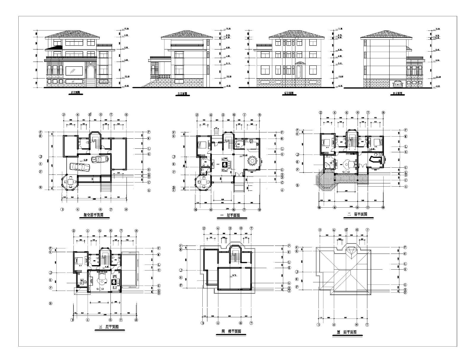 某豪华别墅建筑CAD图纸