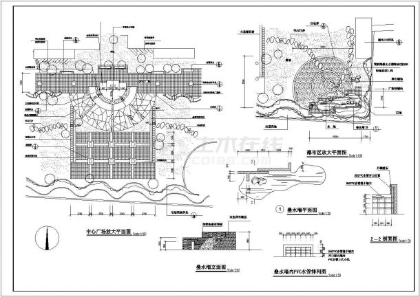 苏州某经济开发区新型广场全套景观施工设计cad图-图二
