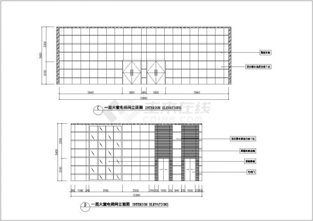 恒隆国际大酒店大堂全套装修施工设计cad图(含电梯间地面材质图)-图二