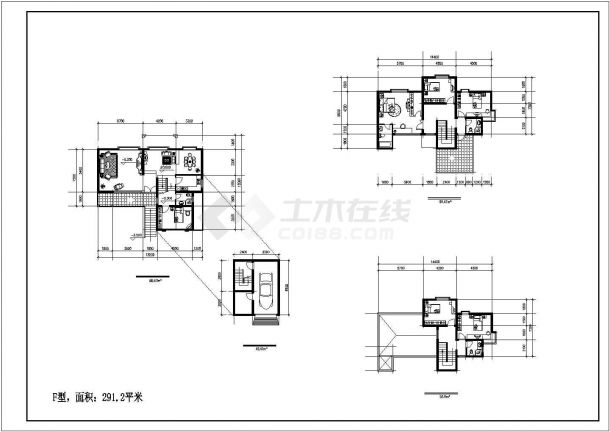 经典的2层砖混结构不同面积单体别墅平面设计CAD图纸（9套方案）-图二