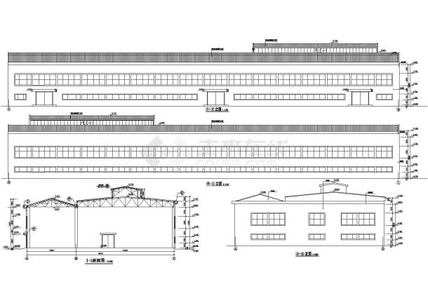 某混凝土排架结构连跨厂房建筑设计cad施工图-图二