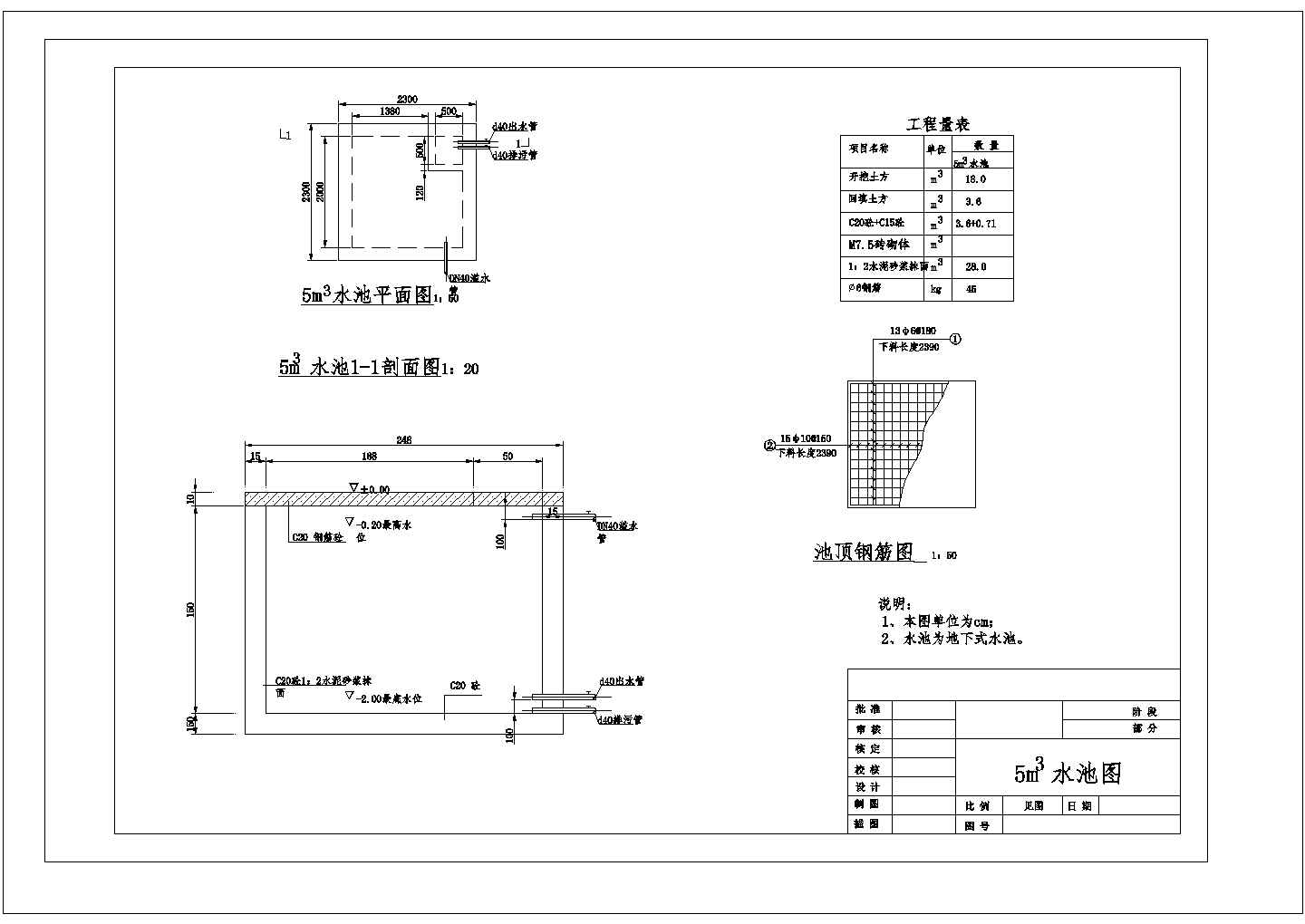 某小型水池设计参考详图