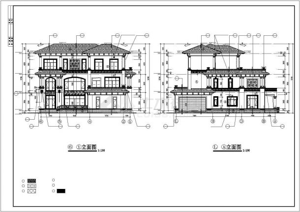 丽江市某村镇517平米三层框架结构豪华单体别墅全套建筑设计CAD图纸-图二
