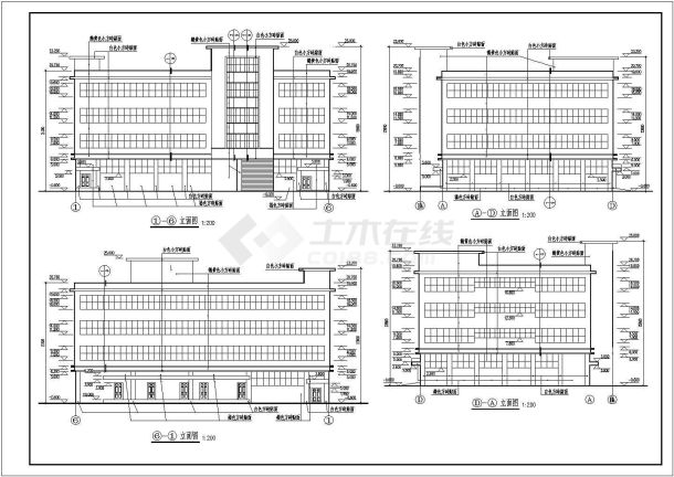 某4层厂房建筑规划CAD施工详图-图二