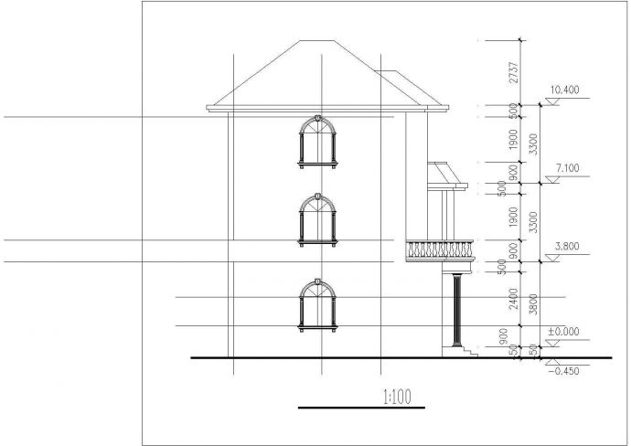 芜湖市溪水村某3层砖混结构乡村别墅平立面设计CAD图纸（含效果图）_图1