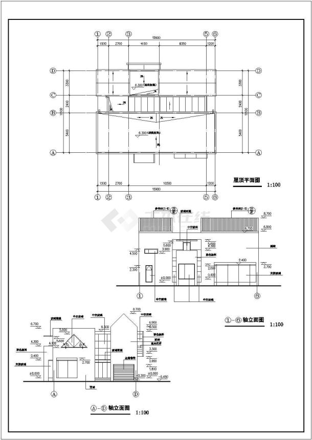 【南通】某地高速服务区精品住宅楼全套施工设计cad图纸-图一