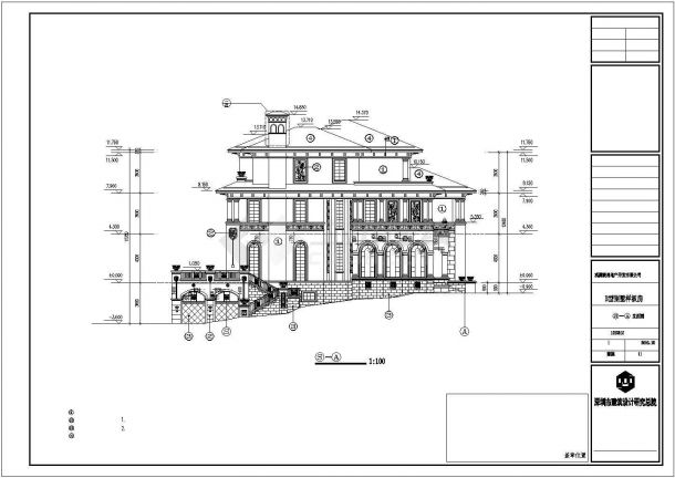 1040平米三层框混结构单体独栋别墅全套建筑设计CAD图纸（含结构图）-图二