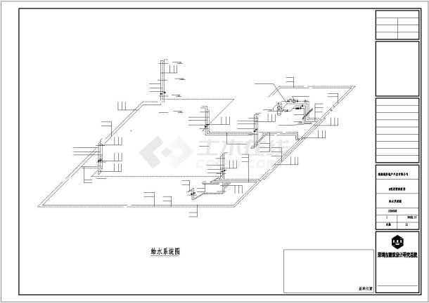 济南市某高档别墅区3层框混结构单体别墅给排水设计CAD图纸-图一
