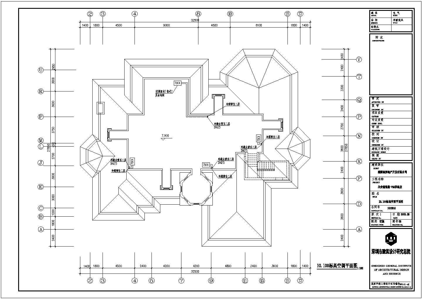 邢台市某现代化村镇3层混合结构单体别墅全套空调系统设计CAD图纸