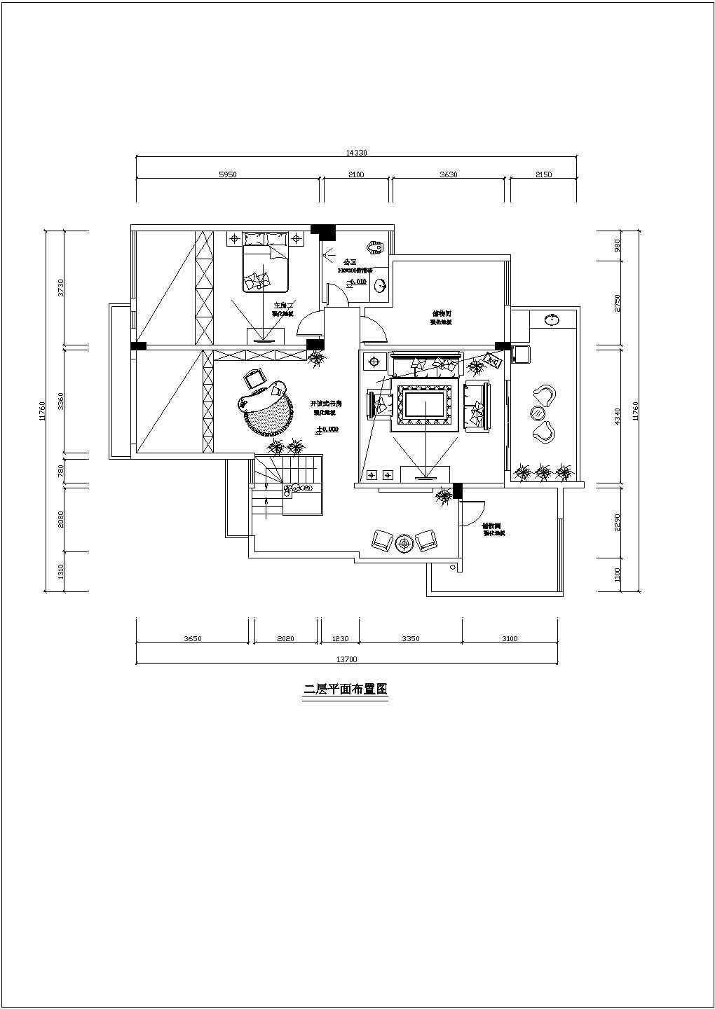 某三室一厅户型内部设计图