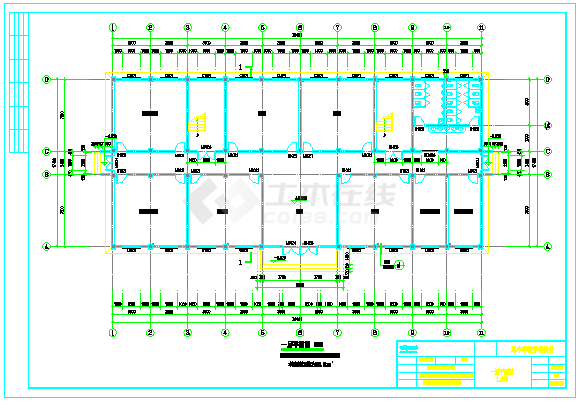 某4层中学教学楼全套cad设计（2726.4平，含任务书，计算书，建筑图， 结构图）-图二