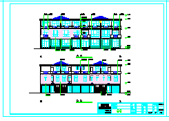 联排双拼式三层别墅建筑设计CAD施工图-图一