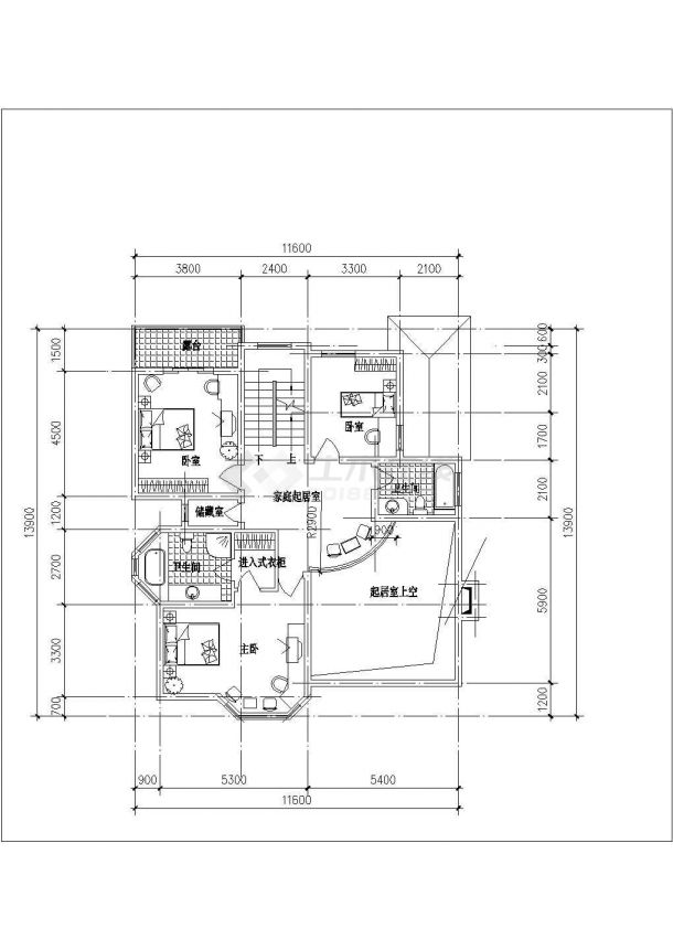 2套回迁别墅建筑设计CAD图纸-图二