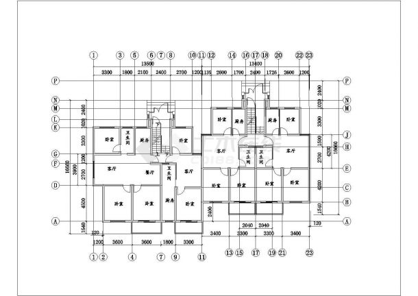 欧式私人住宅建筑CAD平面布置参考图-图一