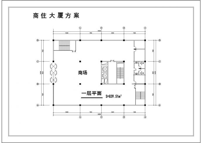 某商住楼全套建筑CAD平面布置参考图_图1