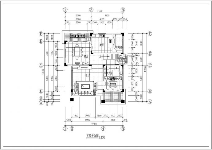 两层别墅室内装修设计CAD平面布置参考图_图1