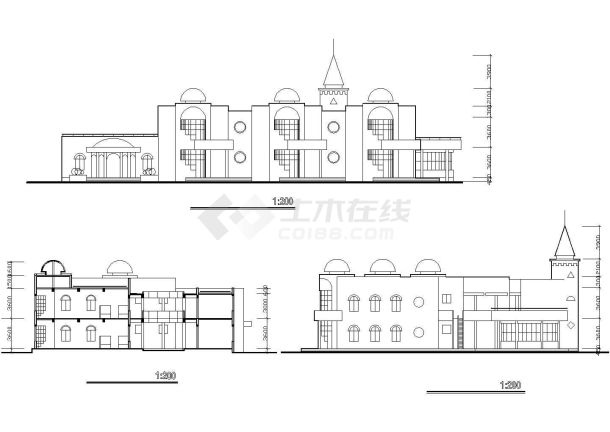 上海市别墅区2层私立混合结构欧式风格幼儿园平立面设计CAD图纸-图二