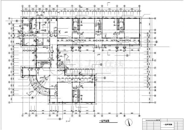 商丘市和苑路某3层框混结构社区幼儿园全套建筑设计CAD图纸-图一