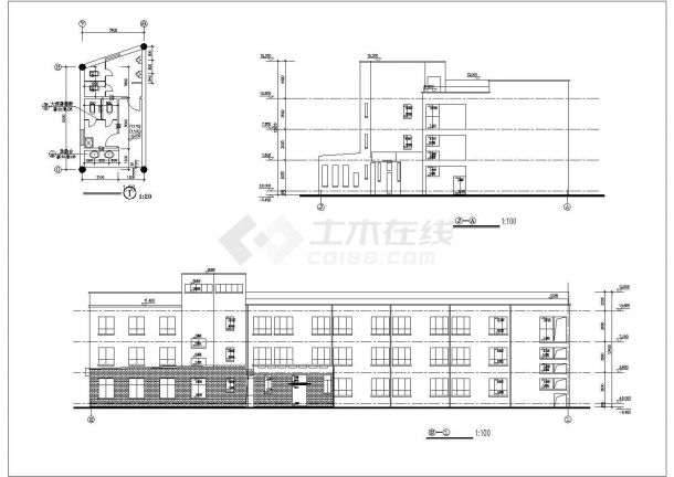 信阳市荷秋花园小区3层框混结构社区幼儿园全套建筑设计CAD图纸-图二