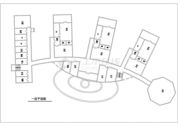 西安市和园路某艺术幼儿园3层混合结构教学楼平立面设计CAD图纸-图一