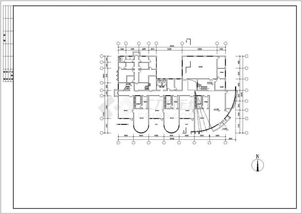 长春市某街道1700平米2层混合结构教学办公楼平立面设计CAD图纸-图一