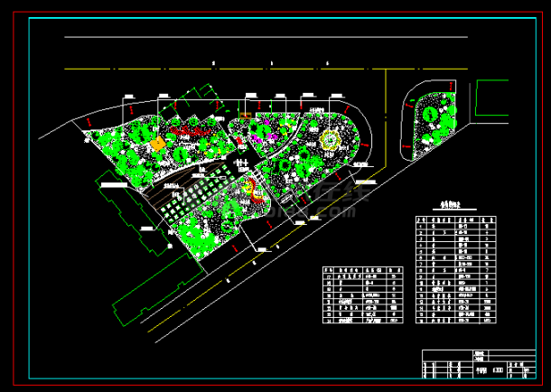 某城市大道三角绿地绿化设计cad详细施工图-图二