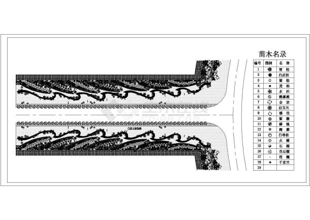 某城市道路绿化规划设计cad施工平面图纸（标注详细）-图二