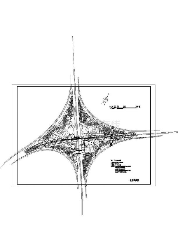 某道路立交桥绿化规划设计cad施工图-图二