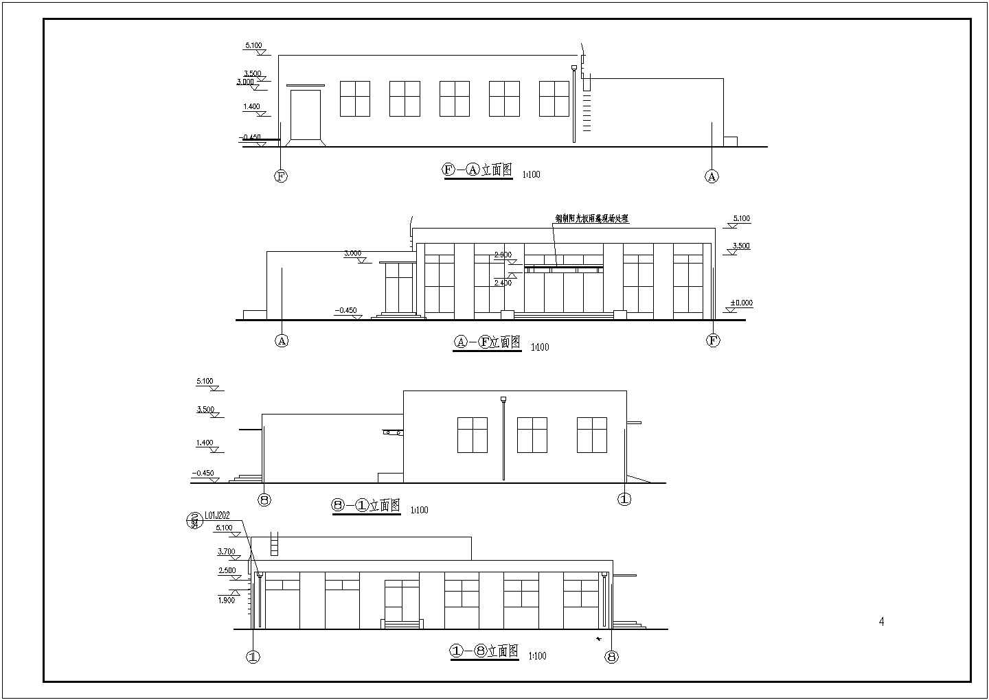 单层419.39平米公司职工食堂全套建筑施工设计图纸【平立剖 节点大样 说明】