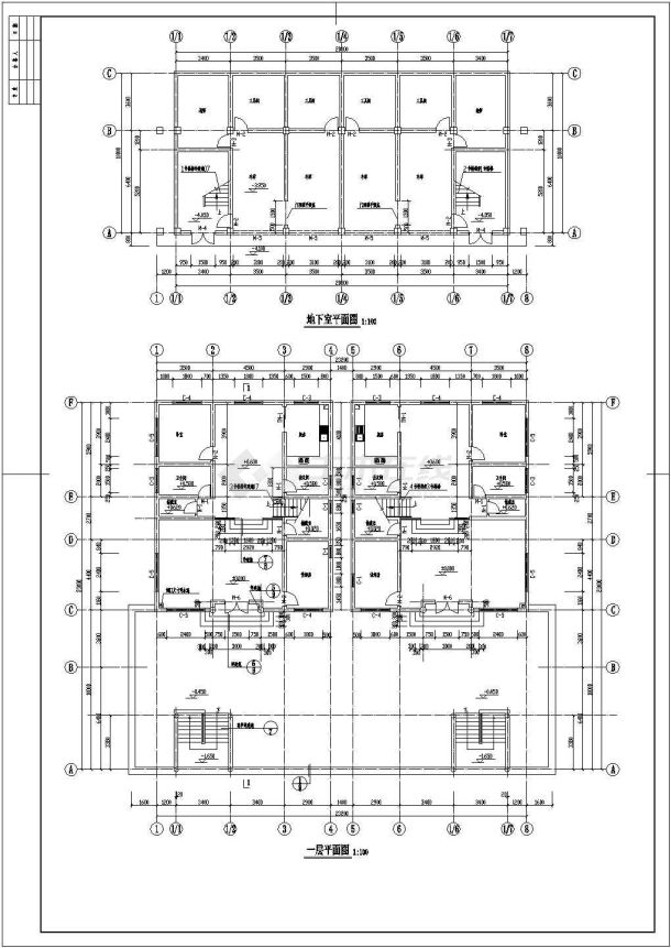 广东某地花园小区别墅楼建筑施工设计全套cad图-图一