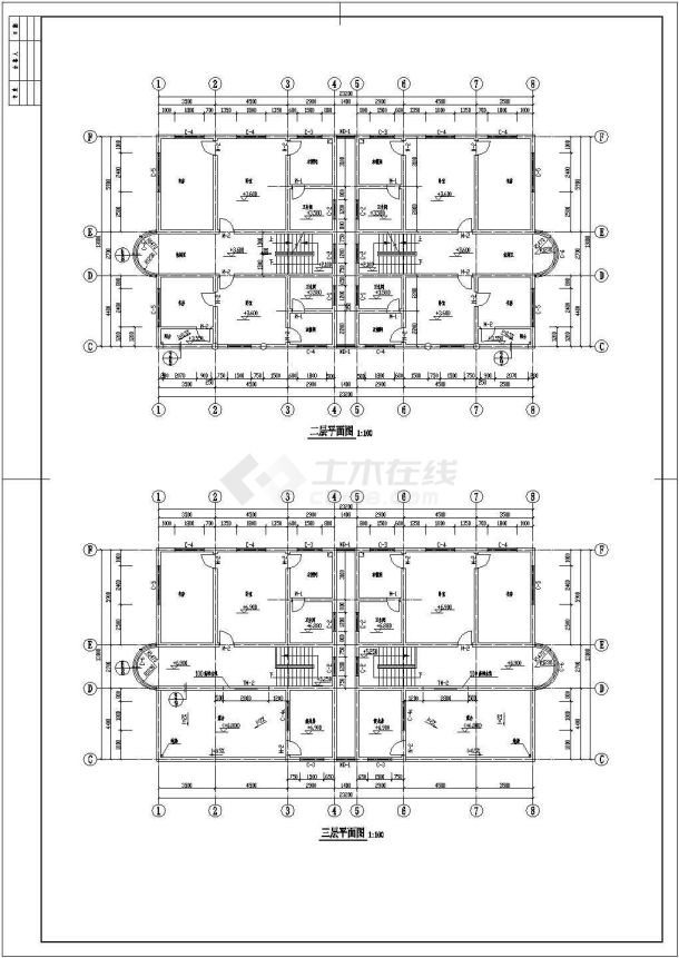 广东某地花园小区别墅楼建筑施工设计全套cad图-图二