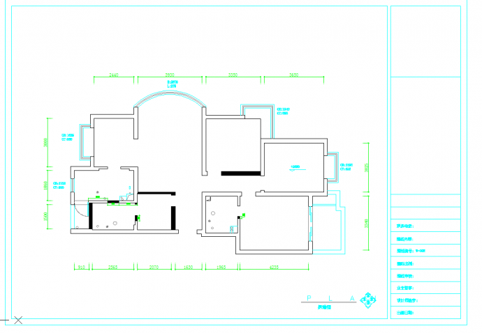 某地单层超现代风格三室二厅装修图纸（含效果）_图1