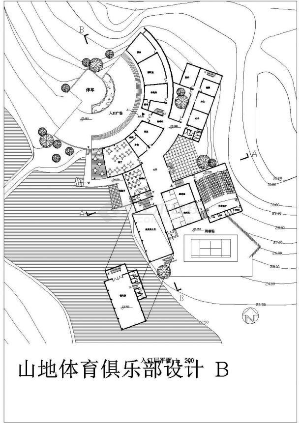 某地区山地俱乐部设计方案图-图二