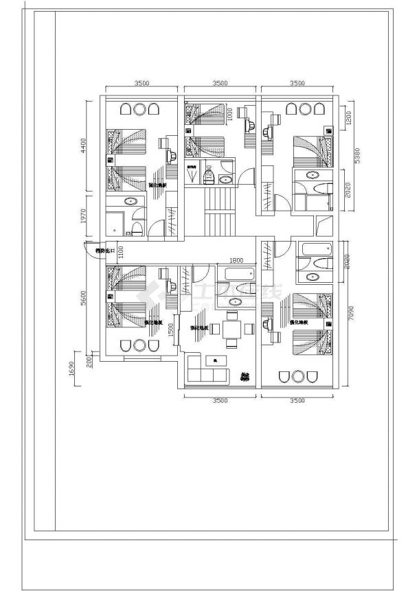 某地标准层住宅楼套房结构设计图-图二