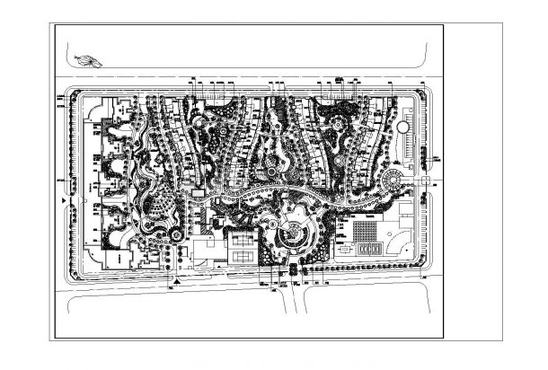 某居民住房小区CAD绿化平面图-图一