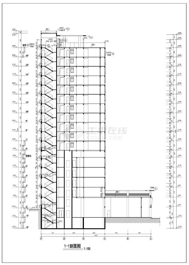 某高层住房楼CAD平面施工图-图一