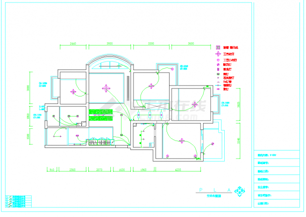 某地单层超现代风格三室二厅装修建筑设计cad图纸（含效果）-图一