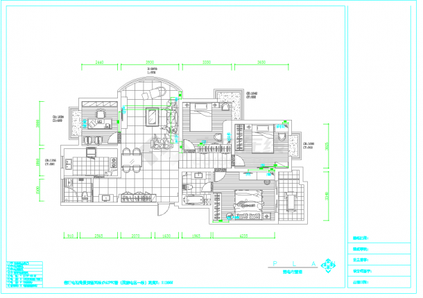 某地单层超现代风格三室二厅装修建筑设计cad图纸（含效果）-图二